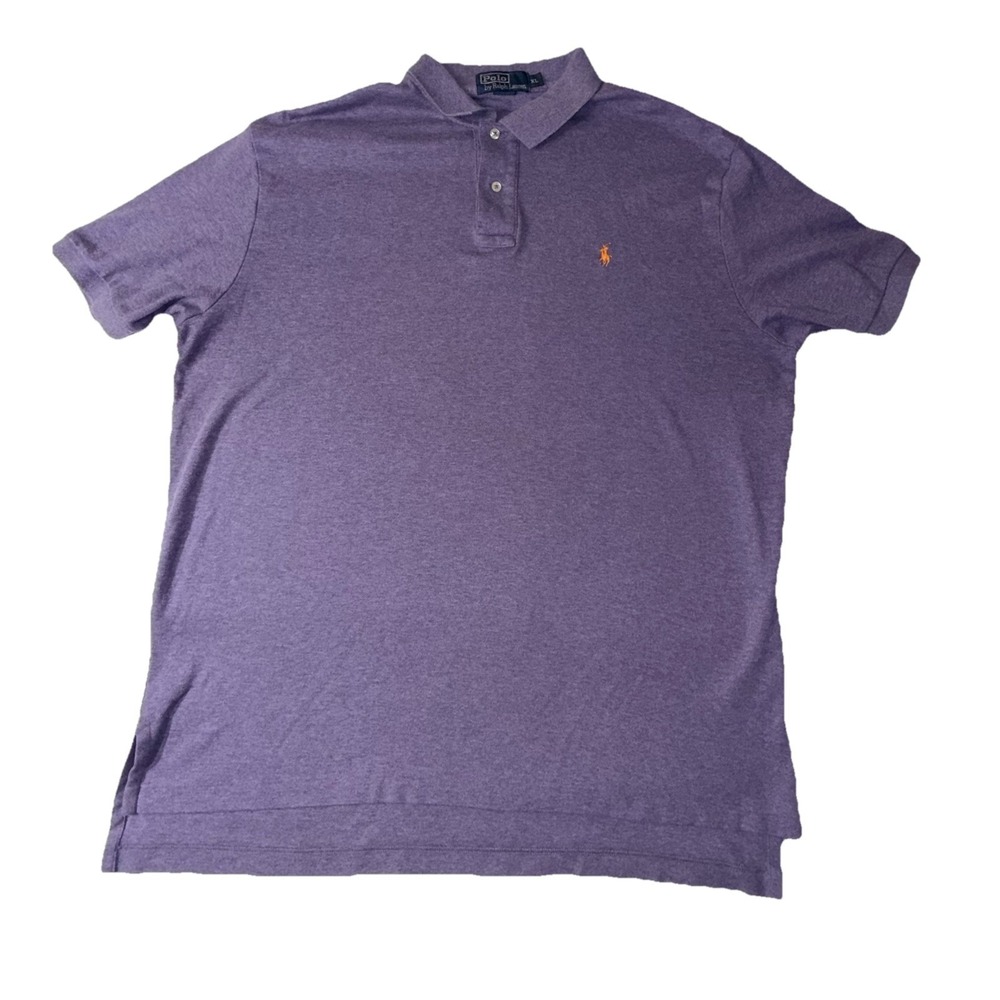 Polo Ralph Lauren Mens XL Purple Cotton Polo Shirt Yellow Pony Logo Classic Fit